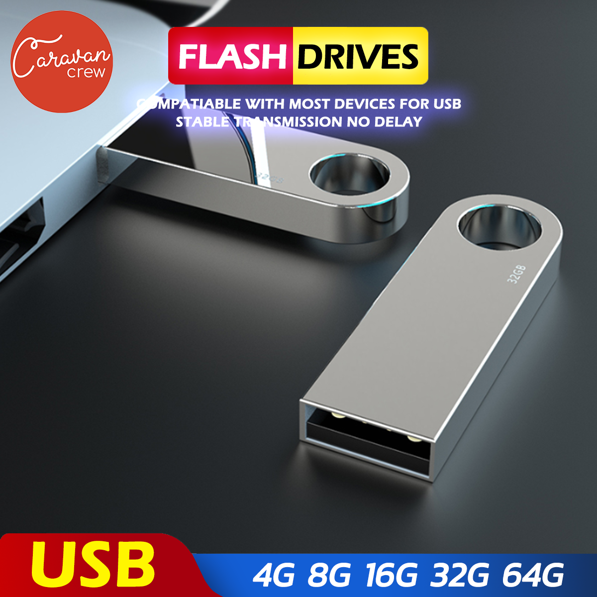 0# Caravan Crew USB Flash Drive 4G 8G 16G 32G 64G แฟลชไดร์ฟ ( สีเงิน )
