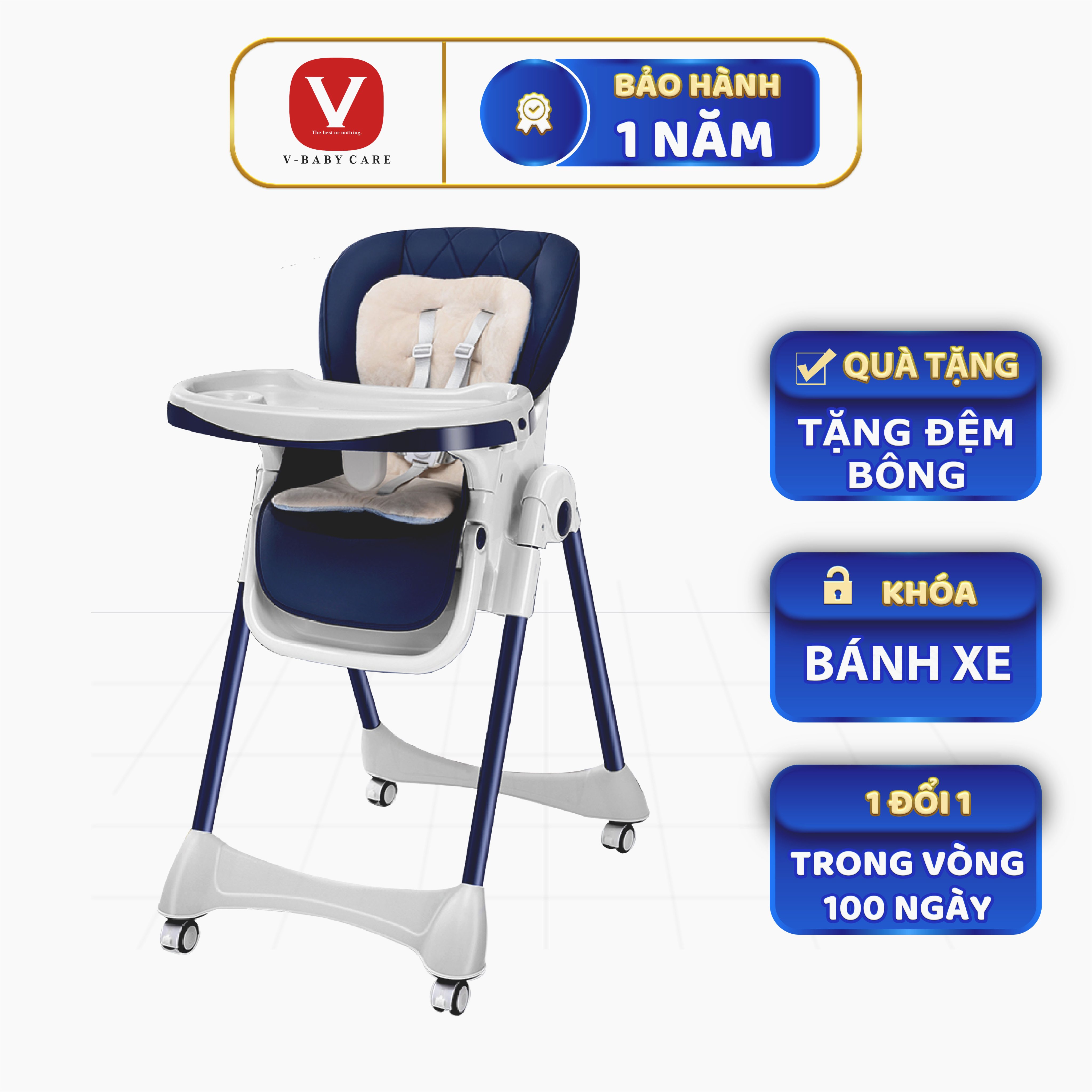 Ghế ăn dặm cho bé cao cấp v-baby grow 806