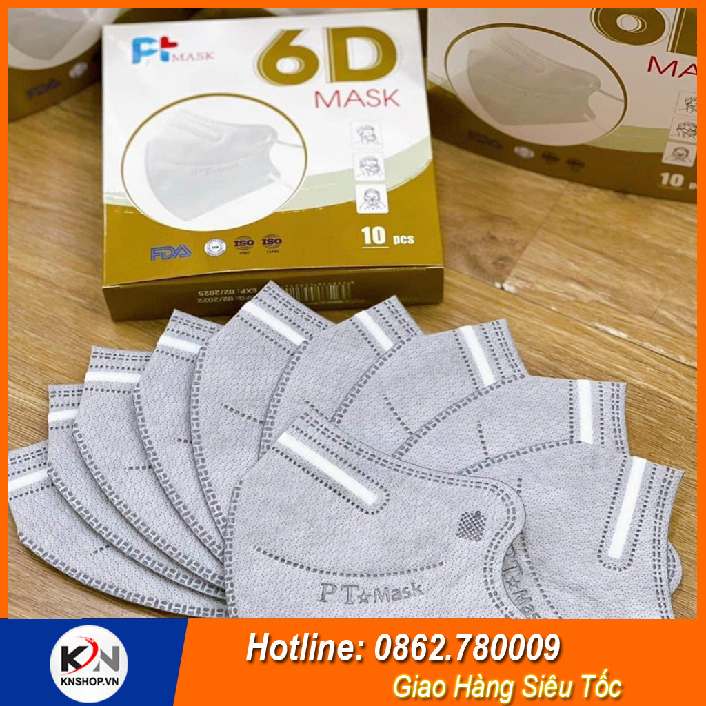1 thùng khẩu trang 6d pt mask phương tuyến 5 lớp màu trắng, xanh, xám, đen, hồng, cam
