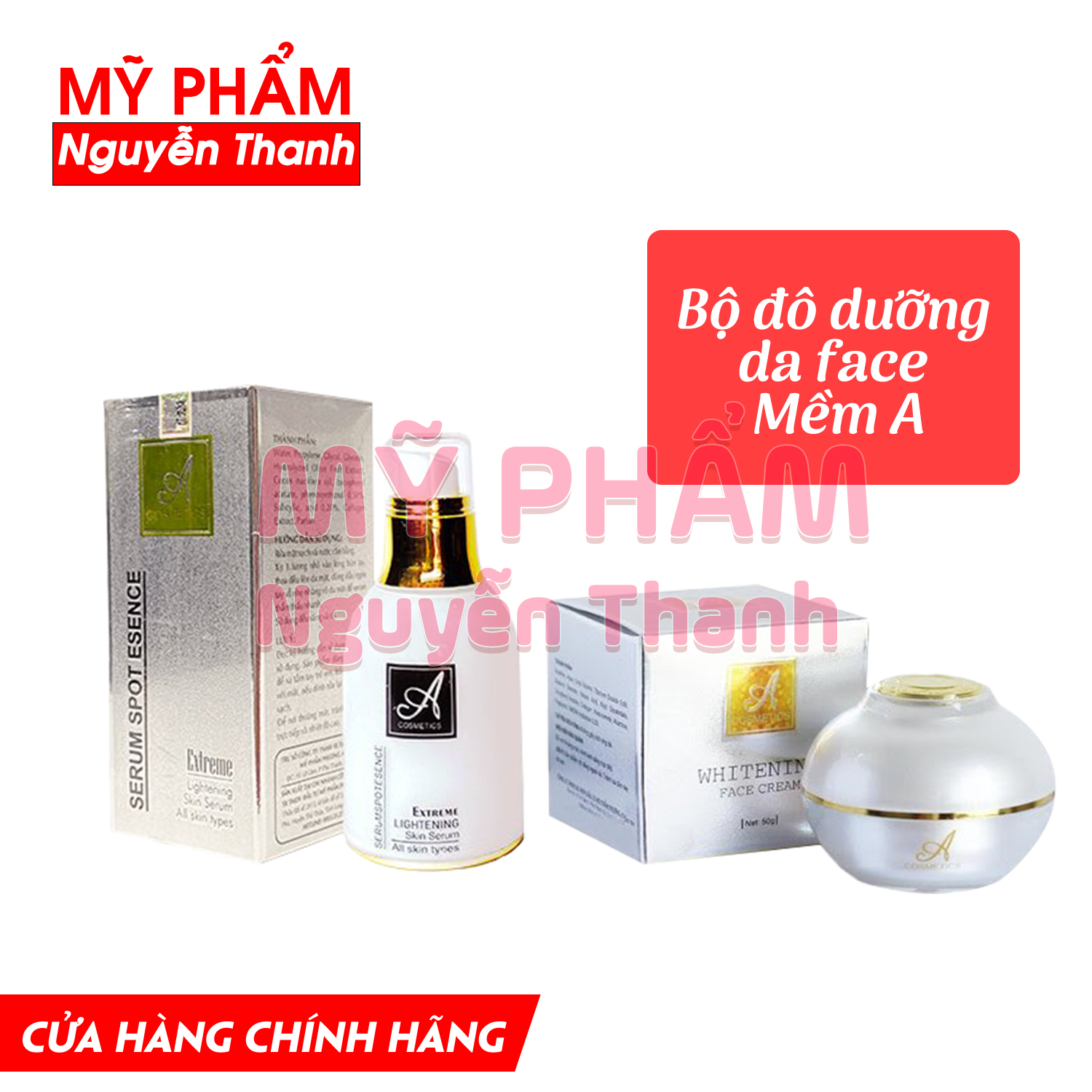 Combo Kem dưỡng trắng da face pháp 50g và Serum spot esence a cosmetics (Chính hãng)