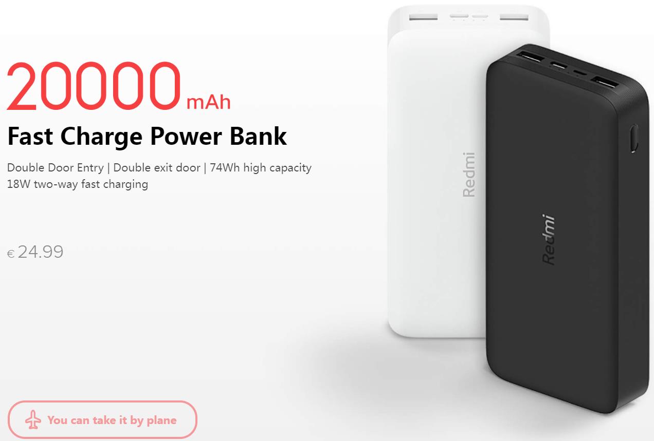 powerbank xiaomi redmi 18w fast charge 20000mah