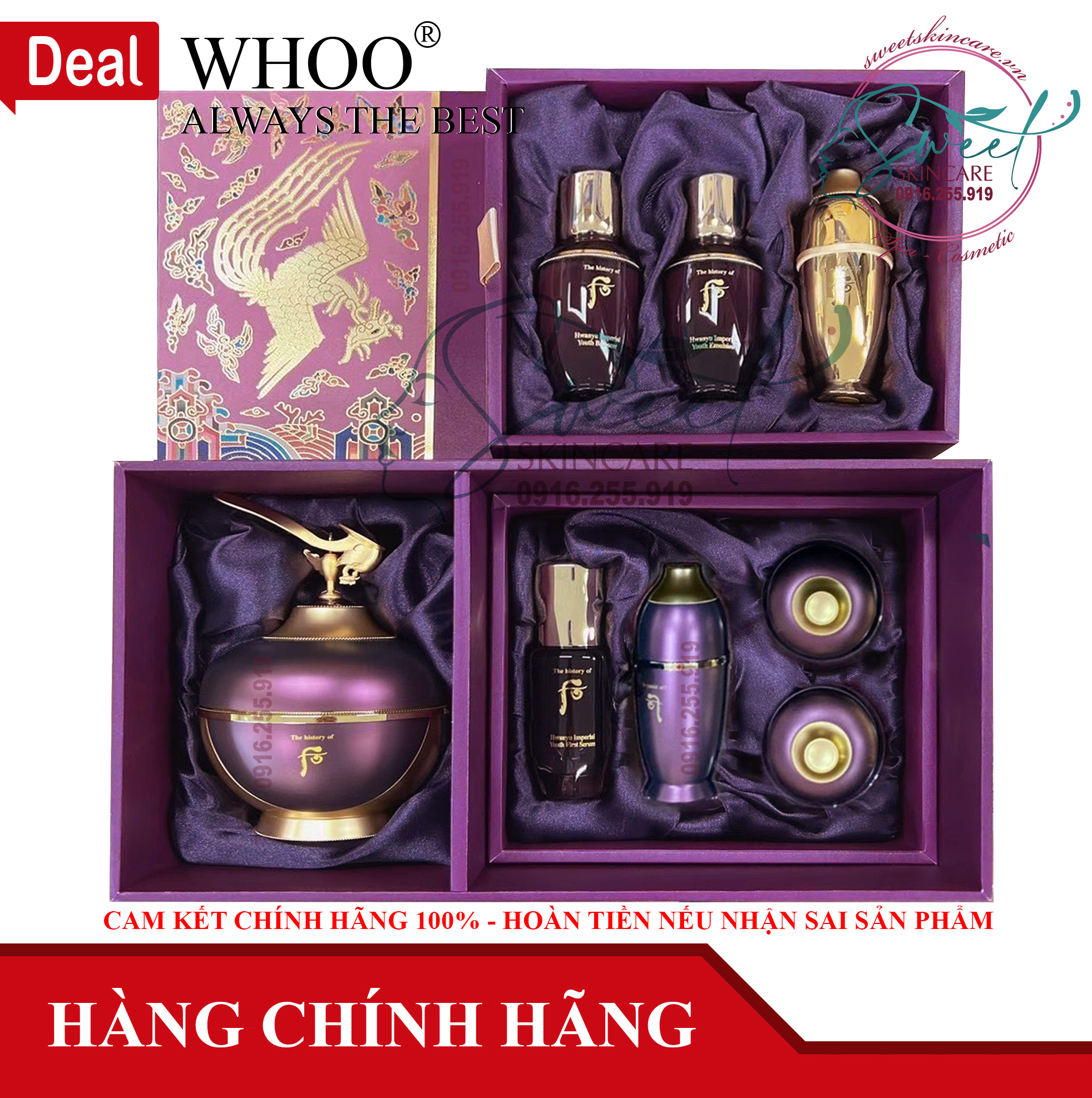 Bộ kem mặt hoàn lưu cao whoo hwanyu cream special set - sản phẩm chống lão hoá, mờ sạm nám, tàn nhang - sweetskincare.vn