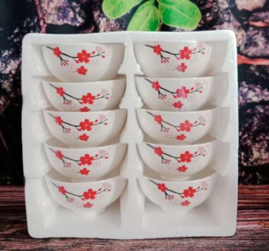 Bộ 10 chén sứ opal cao cấp - bộ 10 chén sứ hoa văn cao cấp