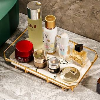 Kệ Để Đồ Phòng Tắm Hình Chữ Nhật Khay Đựng Mỹ Phẩm Vân Đá Cẩm Thạch Sang Trọng