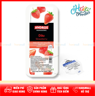 Dâu Tây Xay Nhuyễn Đông Lạnh Andros Hộp 1kg – Strawberry Frozen Puree