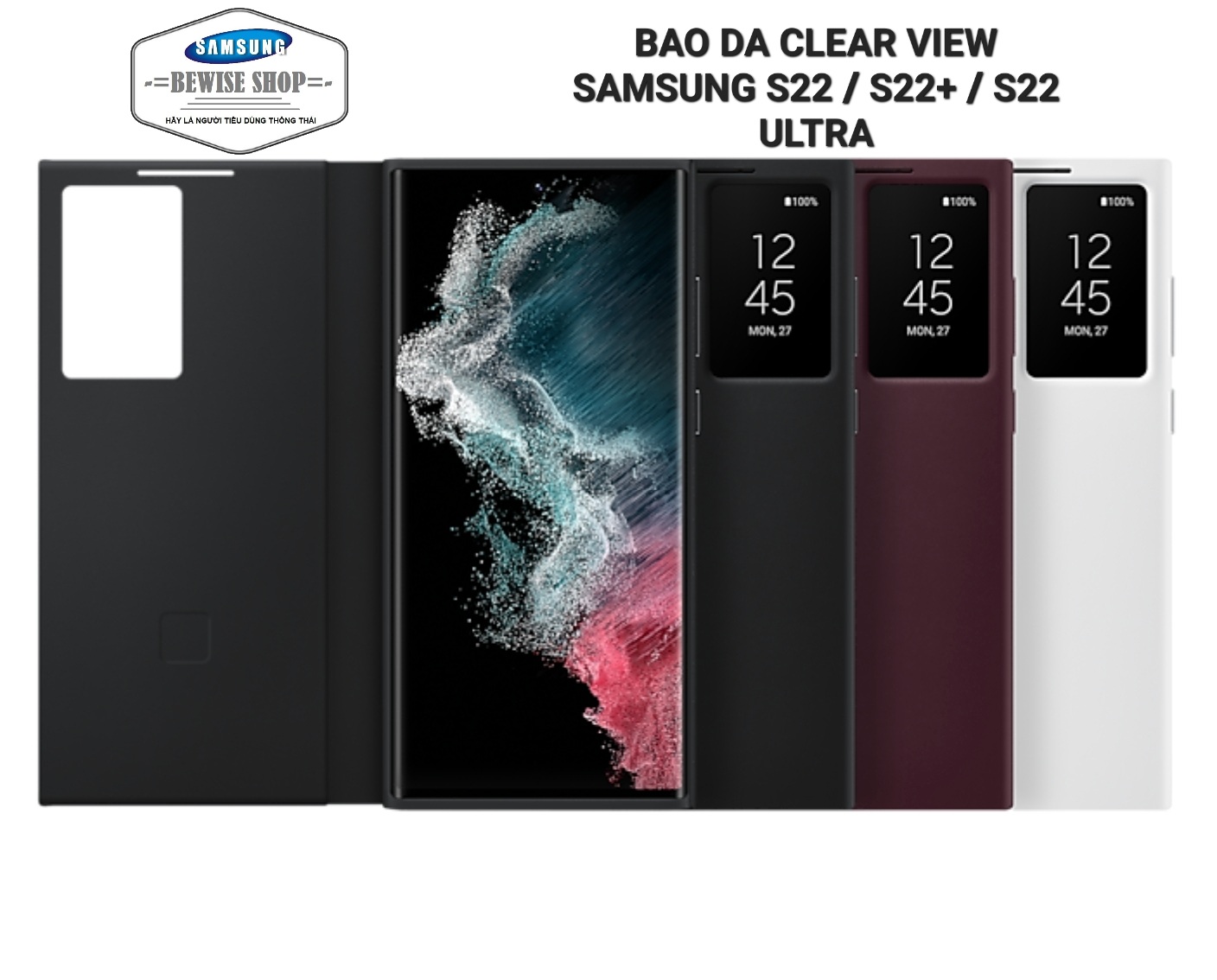 Bao da clear view cover samsung galaxy s22 thường / s22 plus / s22 ultra 5g - hàng chính hãng