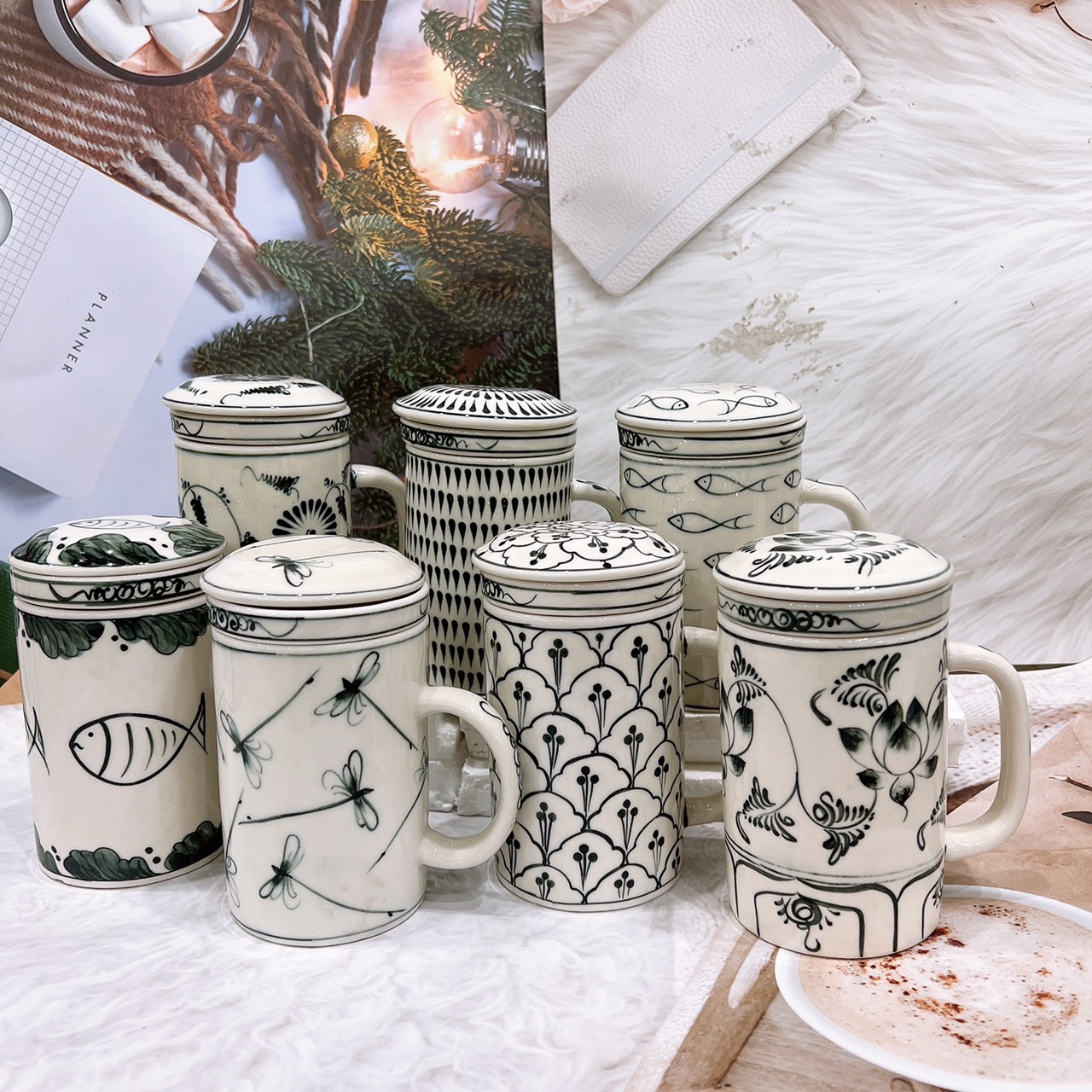 Cốc lọc trà gốm sứ ☕cốc sứ-ly sứ cao cấp bát tràng siêu xinh ☕ ly lọc trà gốm sứ bát tràng s4 💦💚.