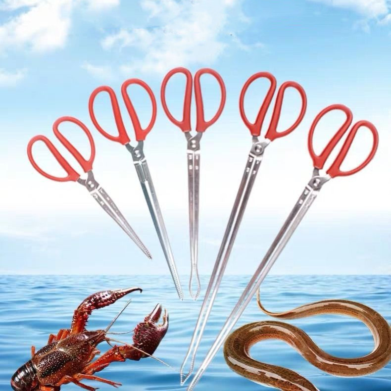 Kẹp rác kim loại kéo dài chống trượt, có thể kẹp chạch, lươn, cua,...