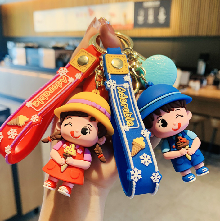 Móc khóa đôi tình yêu couple nam nữ phiên bản hoạt hình chibi cô bé cậu bé quà tặng ý nghĩa
