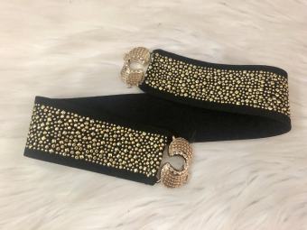 Thắt lưng thun bản 5cm full hạt. Mặt kim loại  Cài trước