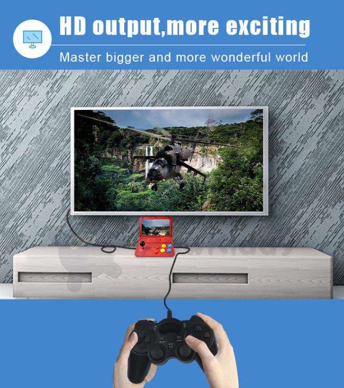 ☬♈✵ Powkiddy A13 Video Game Console 10 Inch Large Screen Detachable Joystick HD Output Mini Arcade Retro Game Players A12 Upgrade