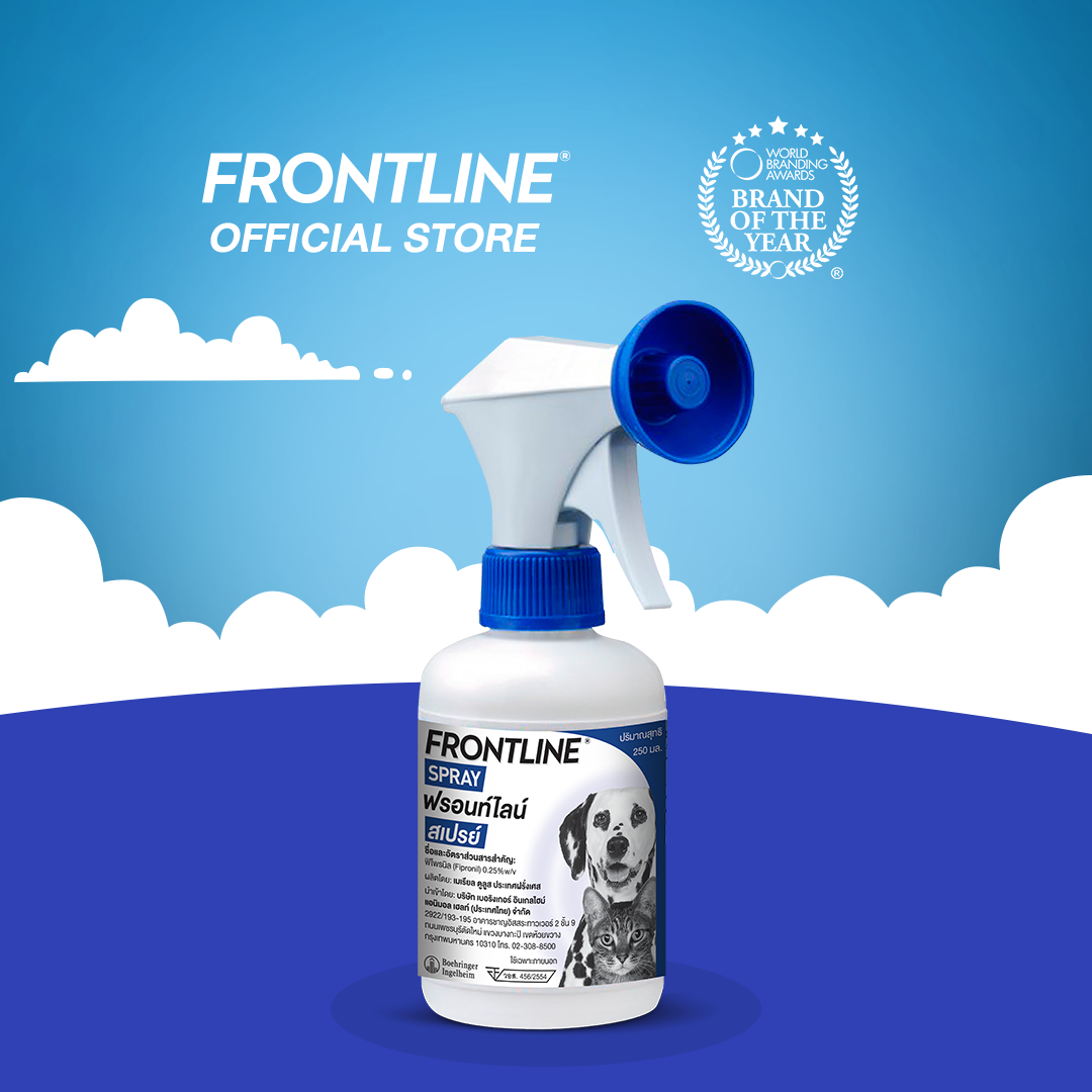 FRONTLINE SPRAY FOR DOG&CAT 250 ml ฟรอนท์ไลน์ สเปรย์ ขนาด 250 มล. กำจัดเห็บหมัดได้ผลทันทีที่ใช้ สำหรับสุนัขและแมว ราคา 689 บาท*ส่งฟรี