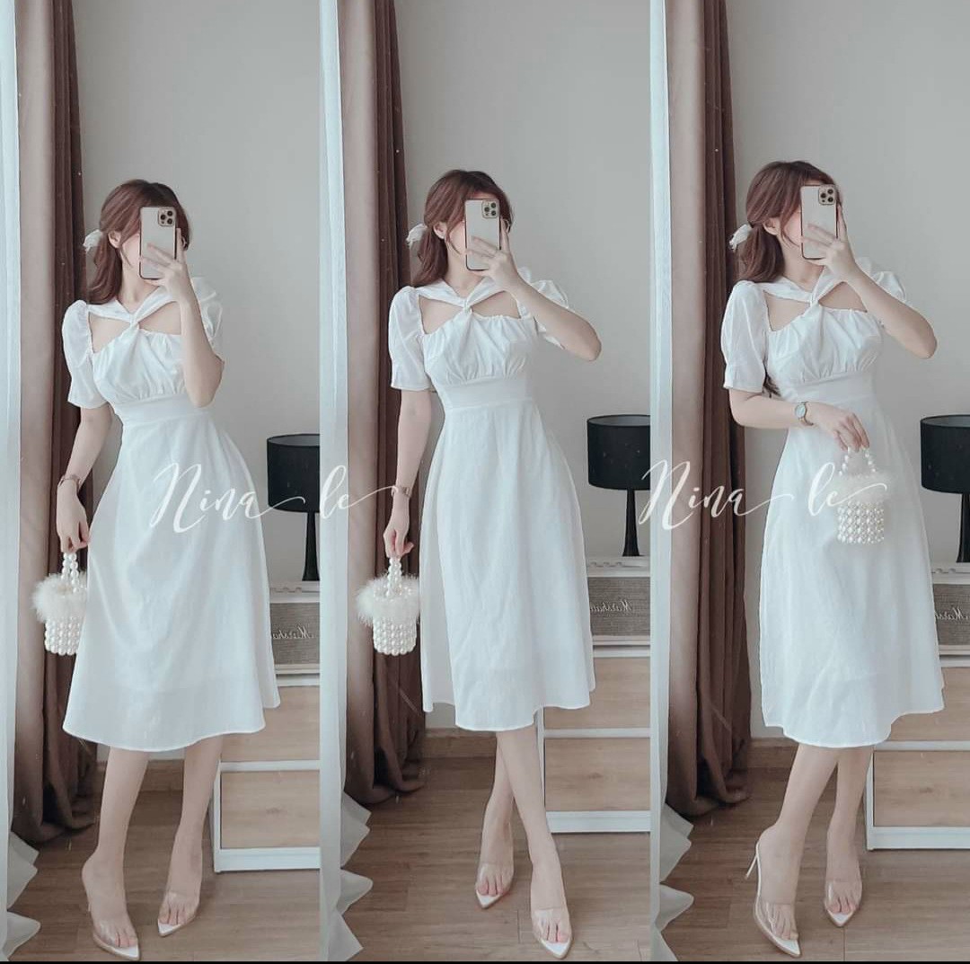 Đầm dự tiệc cổ chéo
