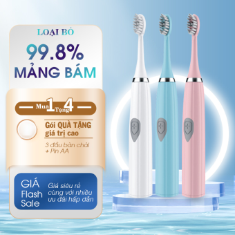 Bàn chải điện chính hãng, loại sạch mảng bám, bàn chải đánh răng điện thông minh với công nghệ sóng âm hiện đại