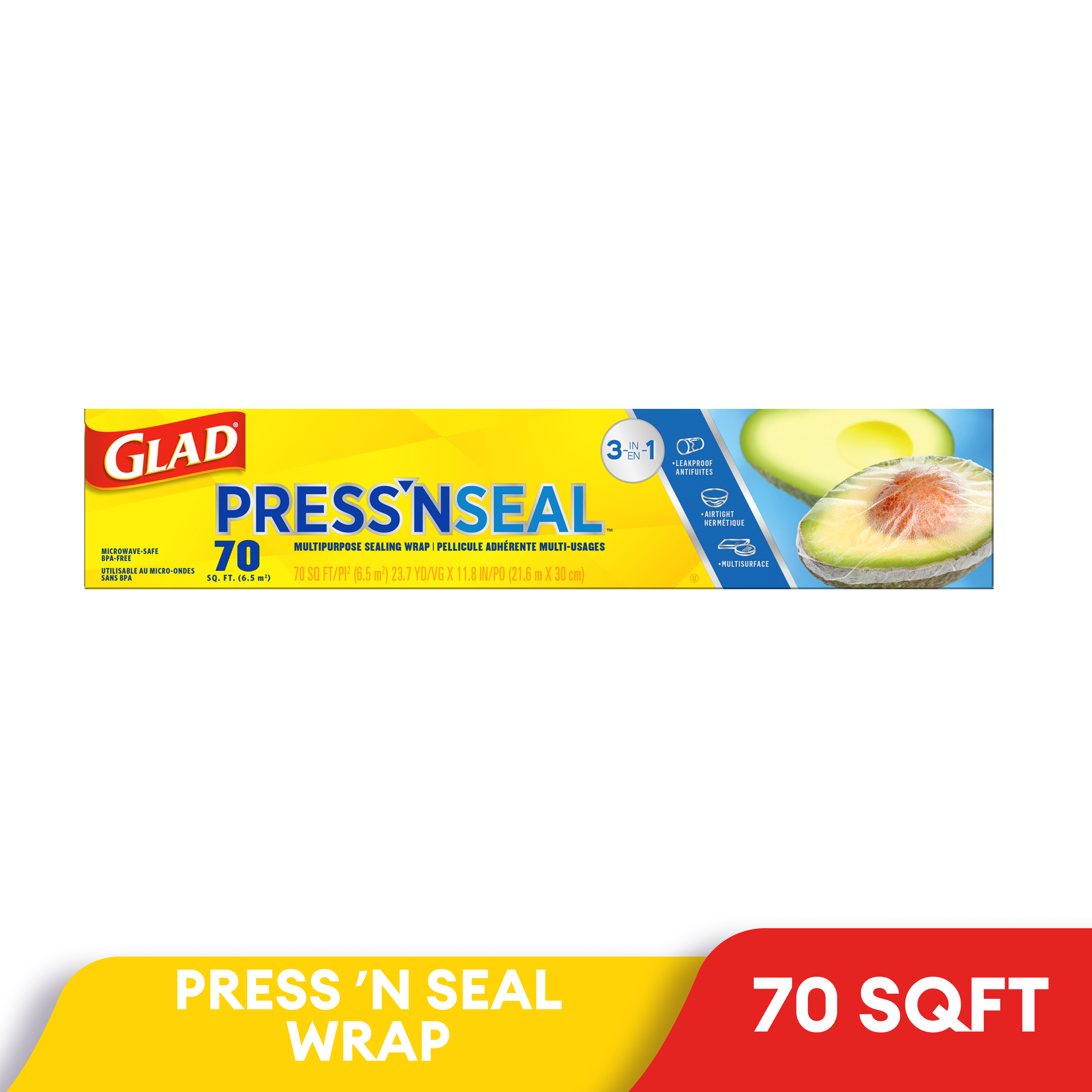 Glad Press N Seal Plastic Wrap, 2 Pack/140 sq. ft.