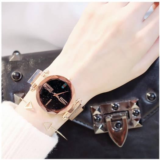 ĐỒNG HỒ NỮ DÂY NAM CHÂM LỤA DIMINI SIÊU SANG CHẢNH CỰC ĐẸP