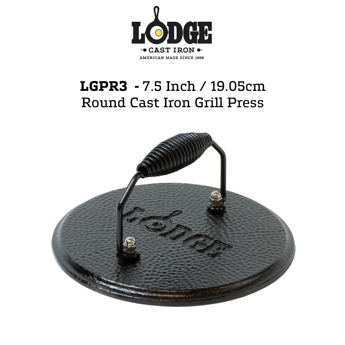 Lodge 8 Pre-Seasoned Cast Iron Flat Grill Press LGPR3