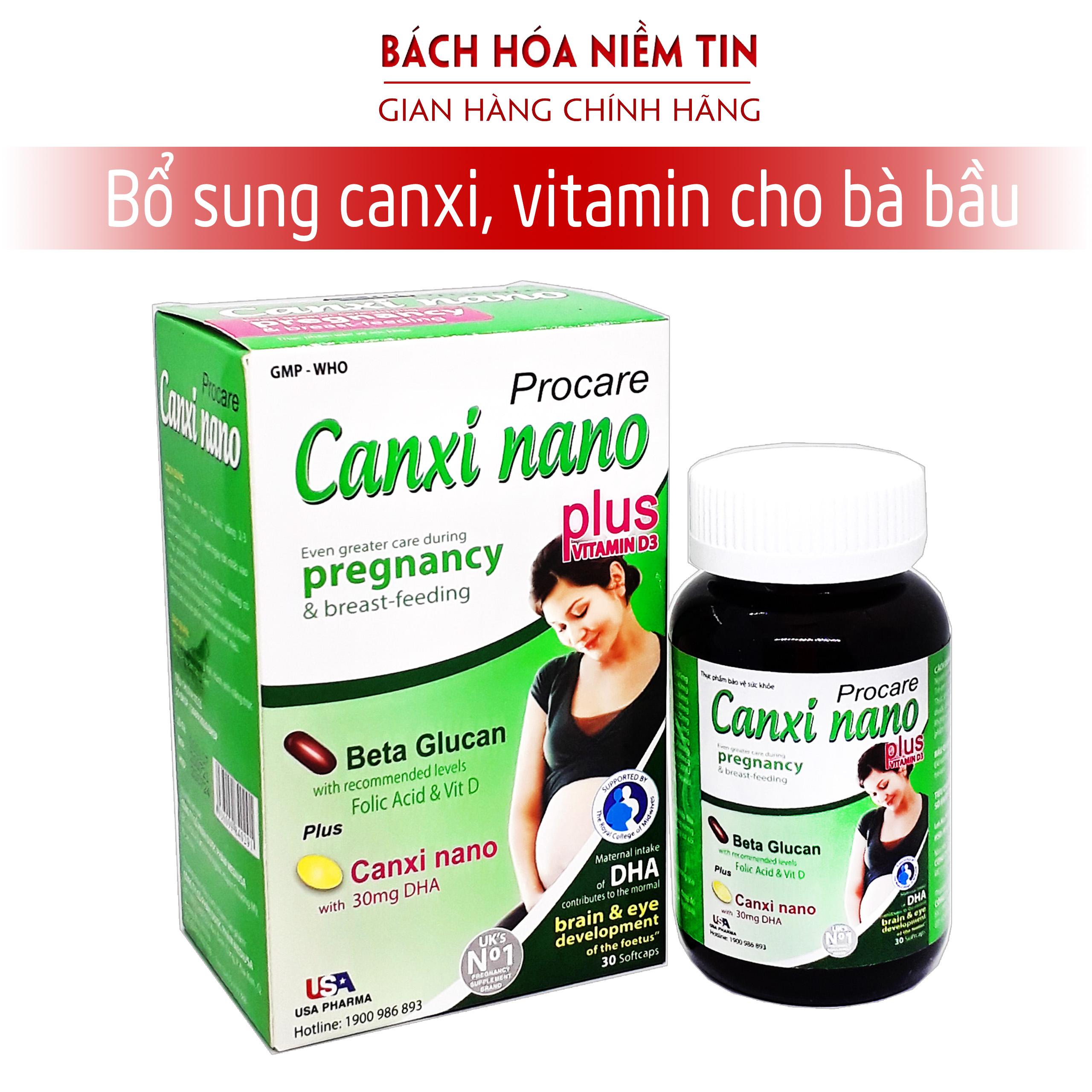 CANXI NANO Plus - Viên uống bổ sung calci vitamin D3 K2 giúp xương chắc khỏe ngừa loãng xương - Hộp 30 viên Hàng chính hãng