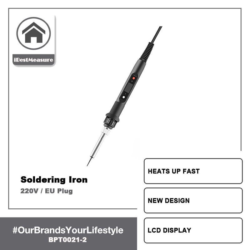 iBestMeasure Màn hình LCD kỹ thuật số chuyên nghiệp 80W Có thể điều chỉnh nhiệt độ bằng điện Dụng cụ hàn sắt Trạm hàn nhỏ không chì （Đầu cắm EU）