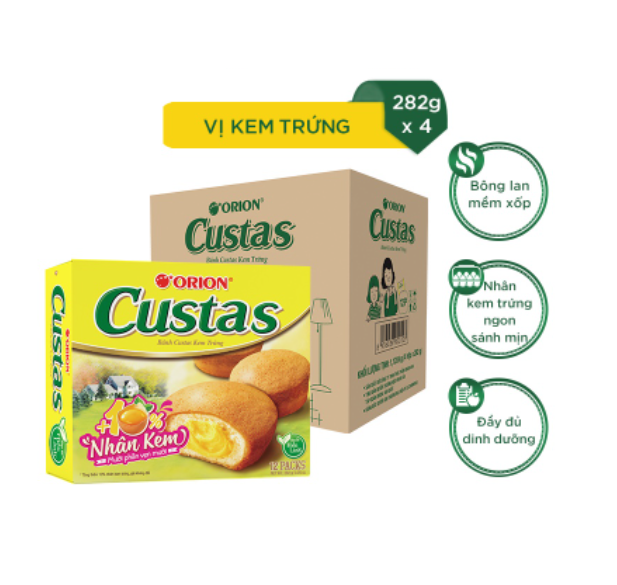 Combo 4 hộp bánh Orion Custas kem trứng