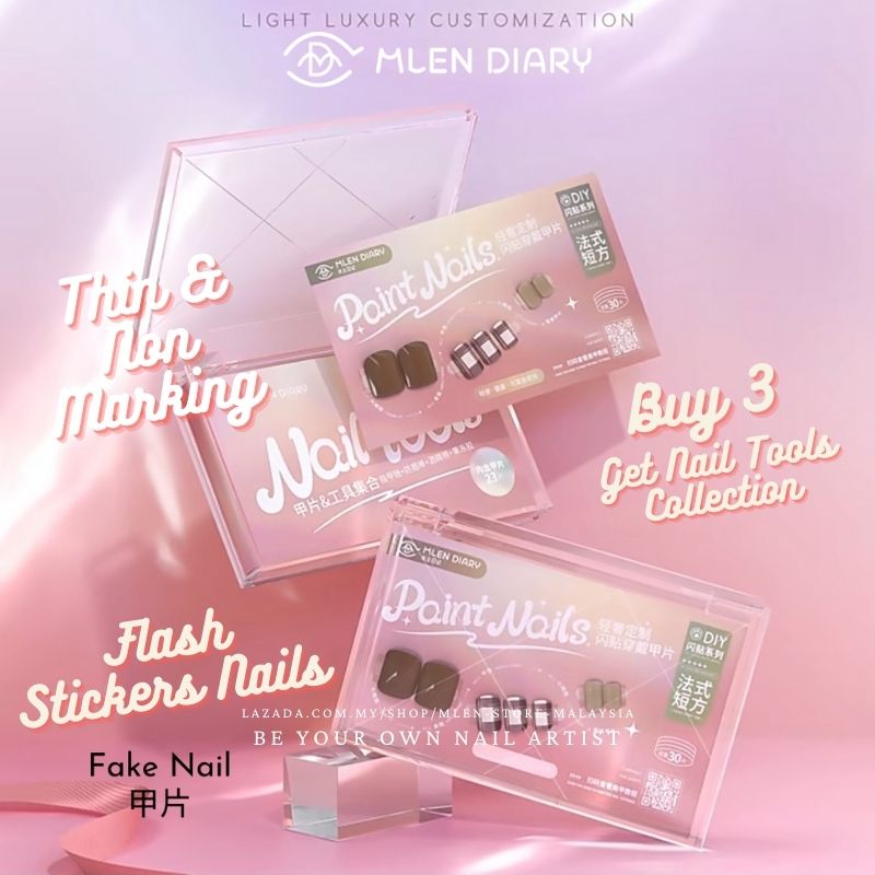 Gambar MLEN Press on Nails 30 Pcs   Handmade ABS Fake Nails Art with Design by Professional Manicurist, Small Size ????????? ??????