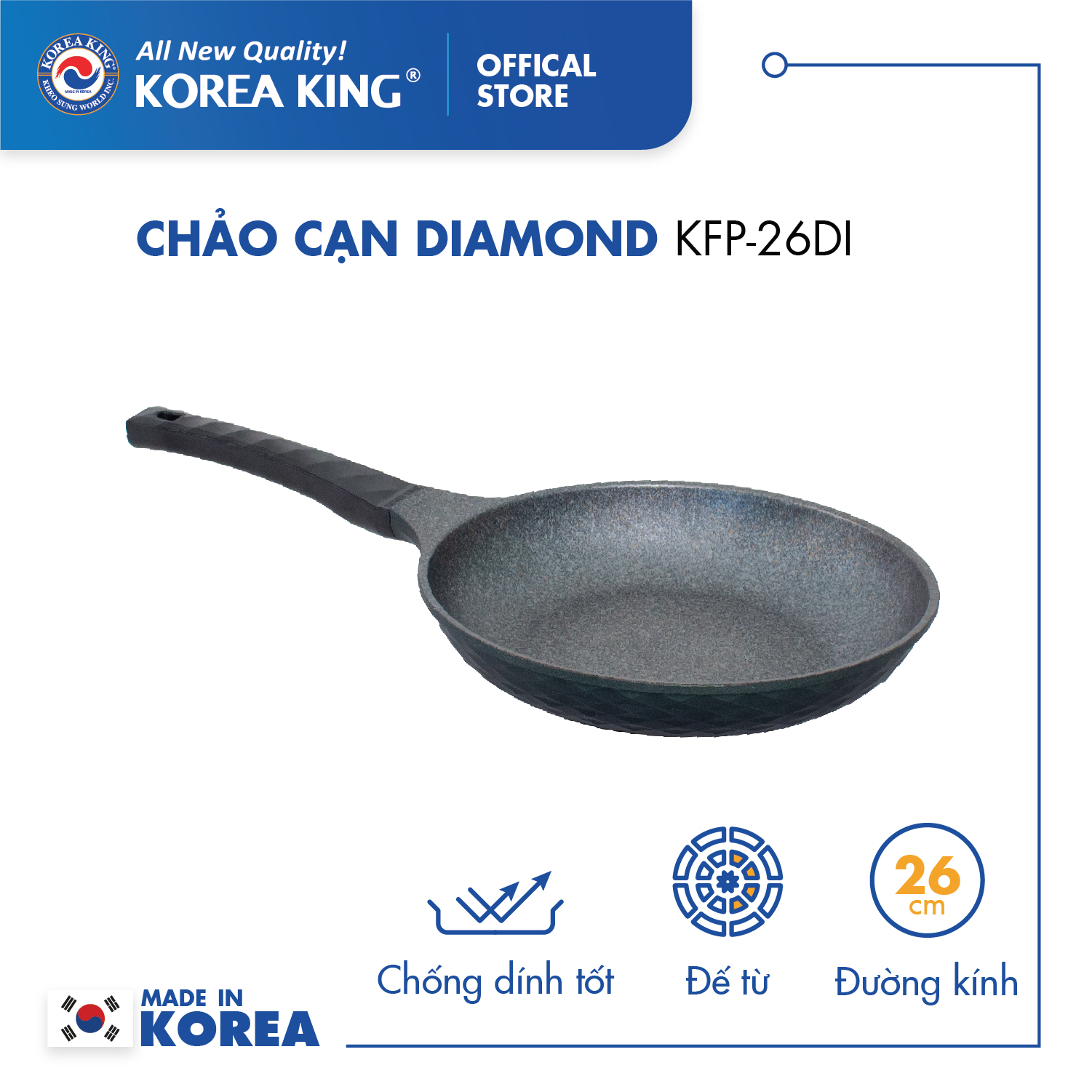 Chảo cạn diamond korea king kfp-26di