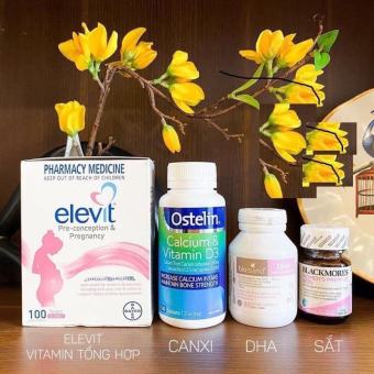 COMBO BẦU ÚC - BỘ TỨ VITAMIN ÚC DÀNH CHO BÀ BẦU (Elevit, Canxi, DHA, Sắt)