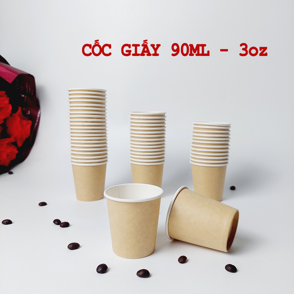 50 cốc giấy nâu 90ml - 3oz ly giấy nhập khẩu hàn quốc