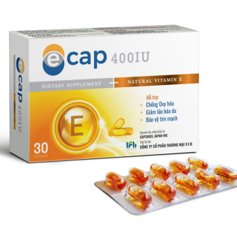Vitamin E Ecap 400IU đẹp da sáng da chống lão hoá da [hộp 30 viên]
