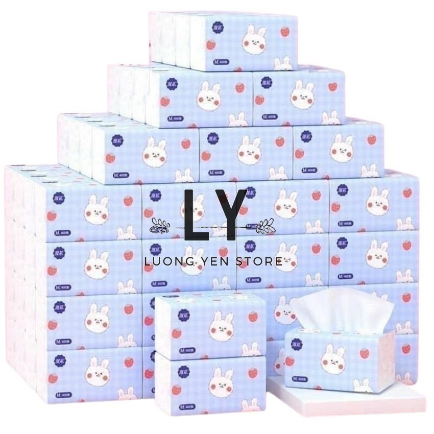 Khăn ăn, khăn giấy hình thỏ 3 lớp 300 tờ siêu dai, siêu mịn, giấy rút tiện lợi
