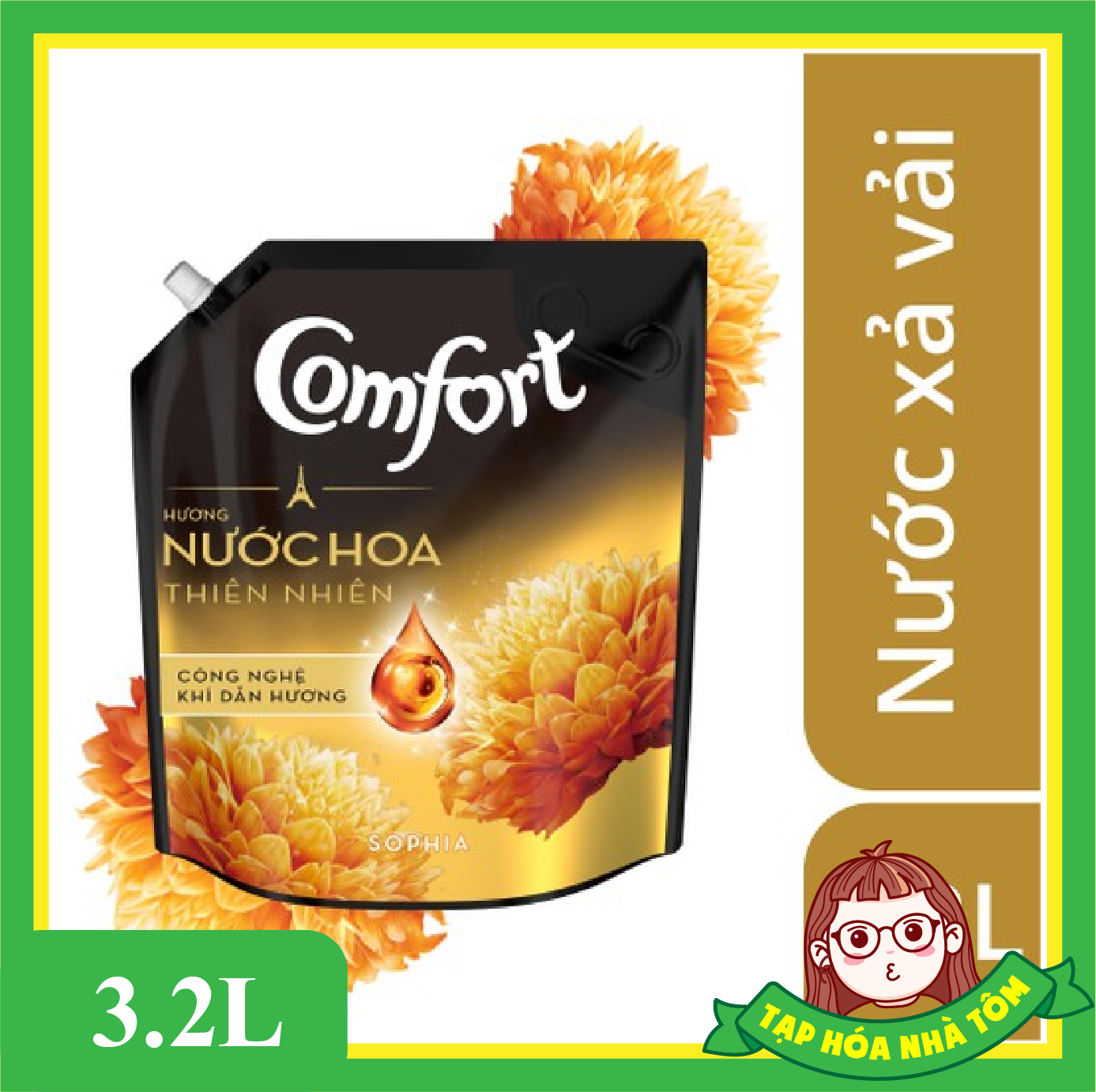 Nước xả vải comfort giữ màu và bền vải hương sophia túi 3.2l