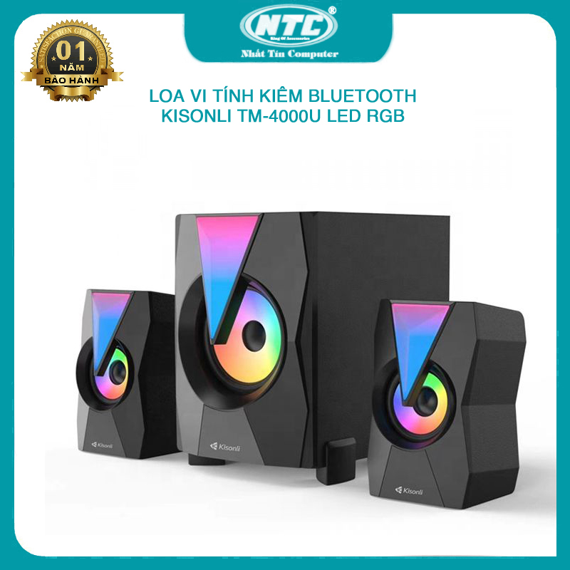 Loa vi tính 2.1 kiêm bluetooth Kisonli TM-4000U led RGB hỗ trợ USB/TF/Thẻ nhớ (đen) Nhất Tín Computer