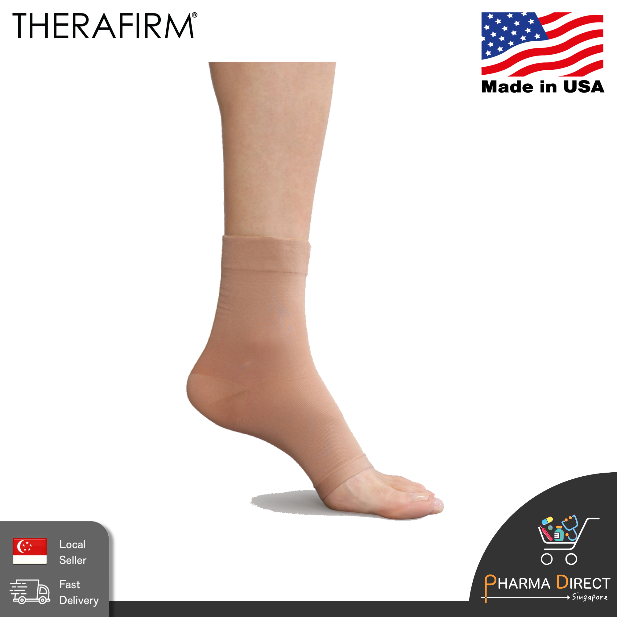 Therafirm Ease Unisex Pink Anklet Open Toe Compression Stockings 20-30mmHg  Sz L