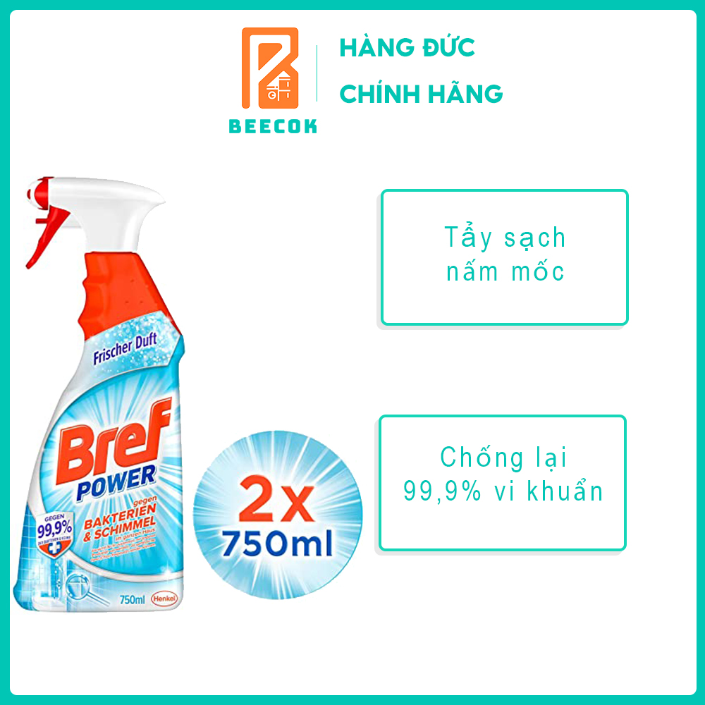 Chai xịt tẩy nấm mốc diệt 99,9% vi khuẩn Bref Power 750ml - Nhập khẩu Đức