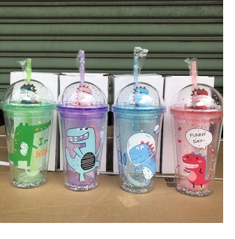 Cốc,Ly giữ nhiệt kim tuyến hình Khủng Long 3D siêu cute,tặng kèm ống hút BH 1 đổi 1