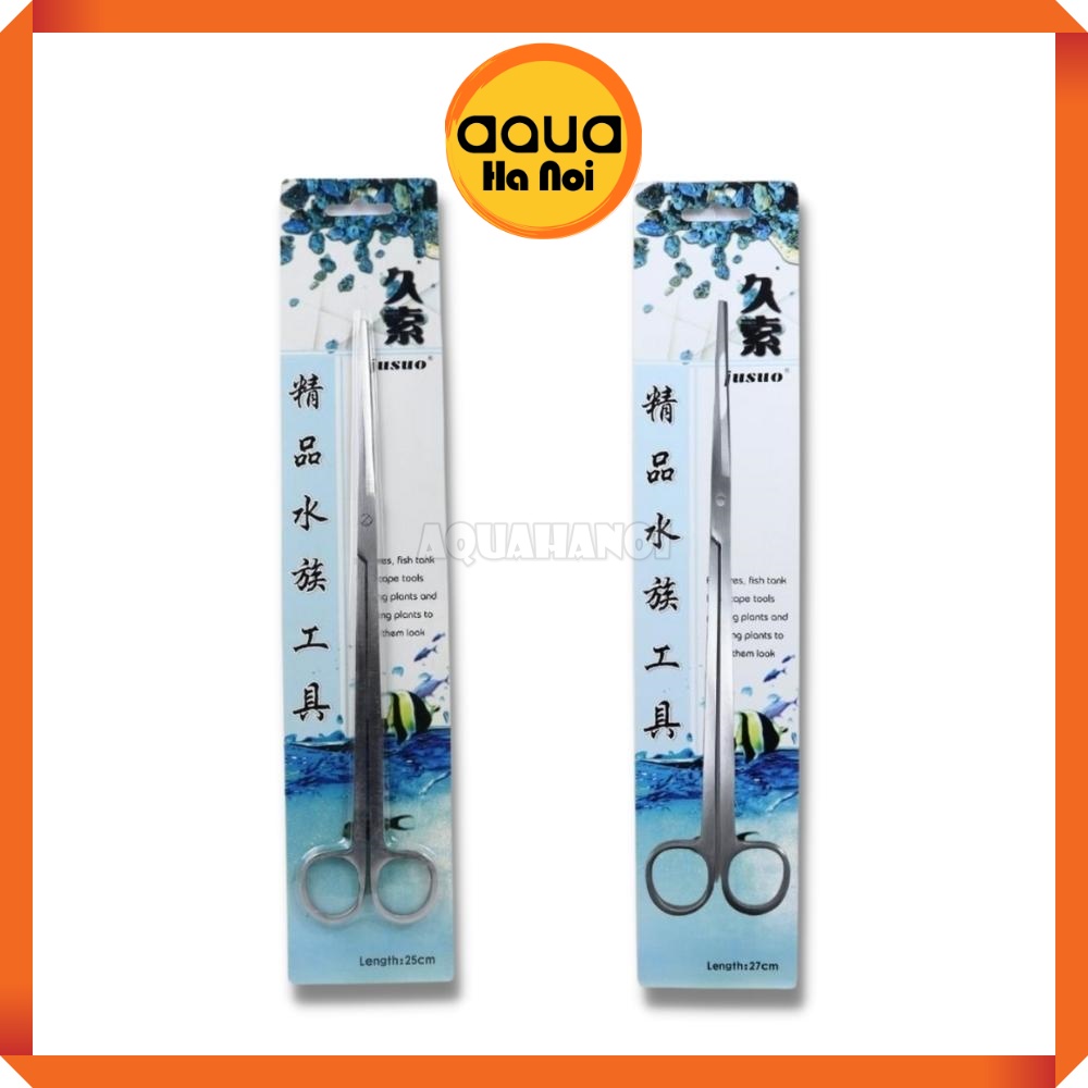 Kéo inox mũi thẳng/ mũi cong tỉa cây thủy sinh Jusuo 25cm