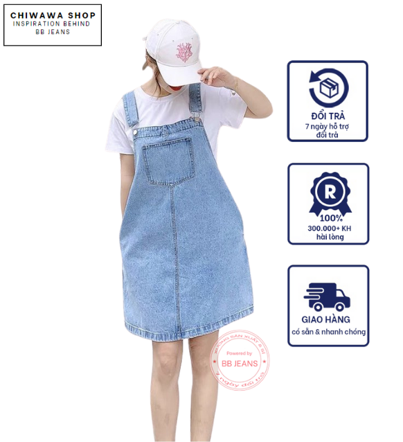 Yếm váy jean 1 túi 2 túi chất jeans chất kaki cao cấp cực đỉnh giá rẻ Achi Jeans Store