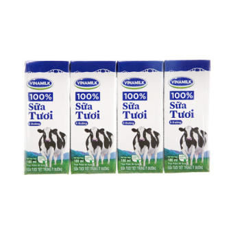 Sữa tươi tiệt trùng ít đường Vinamilk lốc 4 x 180ml