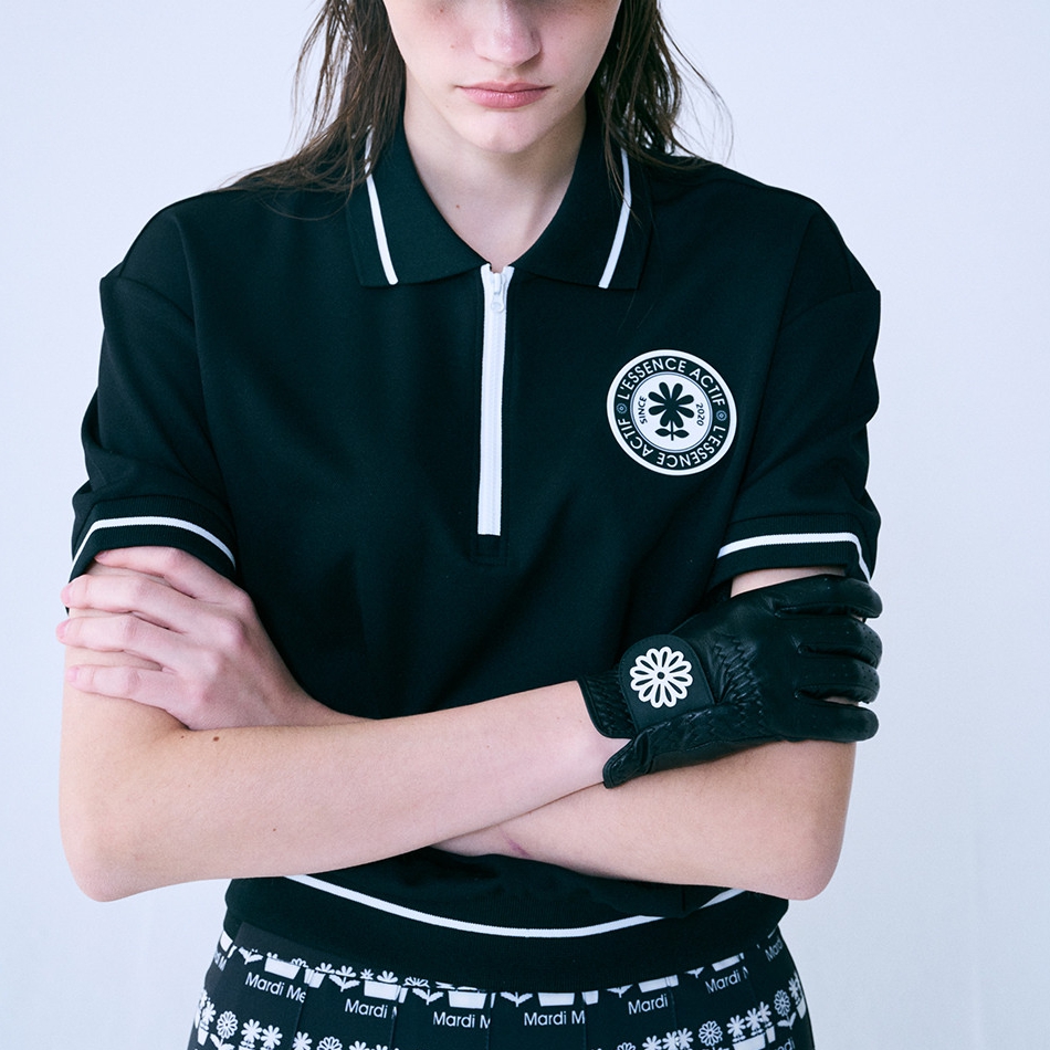 MARDI MERCREDI PIQUET ZIP UP TSHIRT ROUND EMOJI WAPPEN