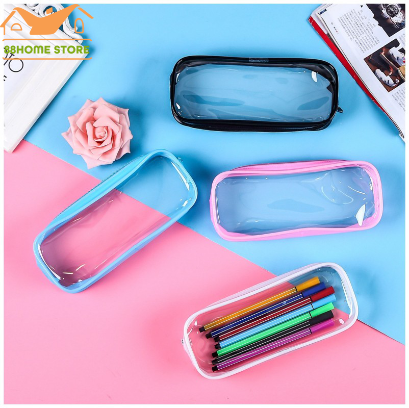 [88 hometore】túi đựng bút chì pvc trong suốt đơn giản túi đựng mỹ phẩm văn phòng phẩm đồ dùng học tập túi đựng bút có khóa kéo hộp đựng bút chì quà tặng học sinh