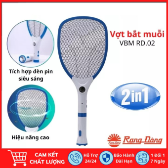 Vợt muỗi thông minh Rạng Đông VBM RD.02 -Bảo hành 12 tháng -Vợt bắt muỗi điện tử 2 trong 1 kiêm đèn pin siêu sáng mini , Vợt muỗi 2 trong 1 , vợt muỗi tự động