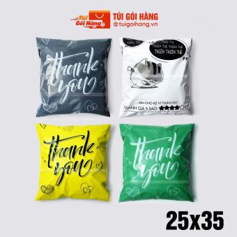 Túi niêm phong in thank you 25x35 TUIGOIHANG cuộn 100 cái - In logo in thương hiệu theo yêu cầu