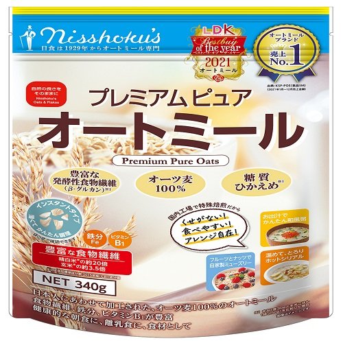 Yến mạch nguyên chất cao cấp Nisshoku's Nippon Nhật Bản gói 340g, Yến mạch ăn liền, yến mạch cán mỏng, yến mạch cho bé ăn dặm