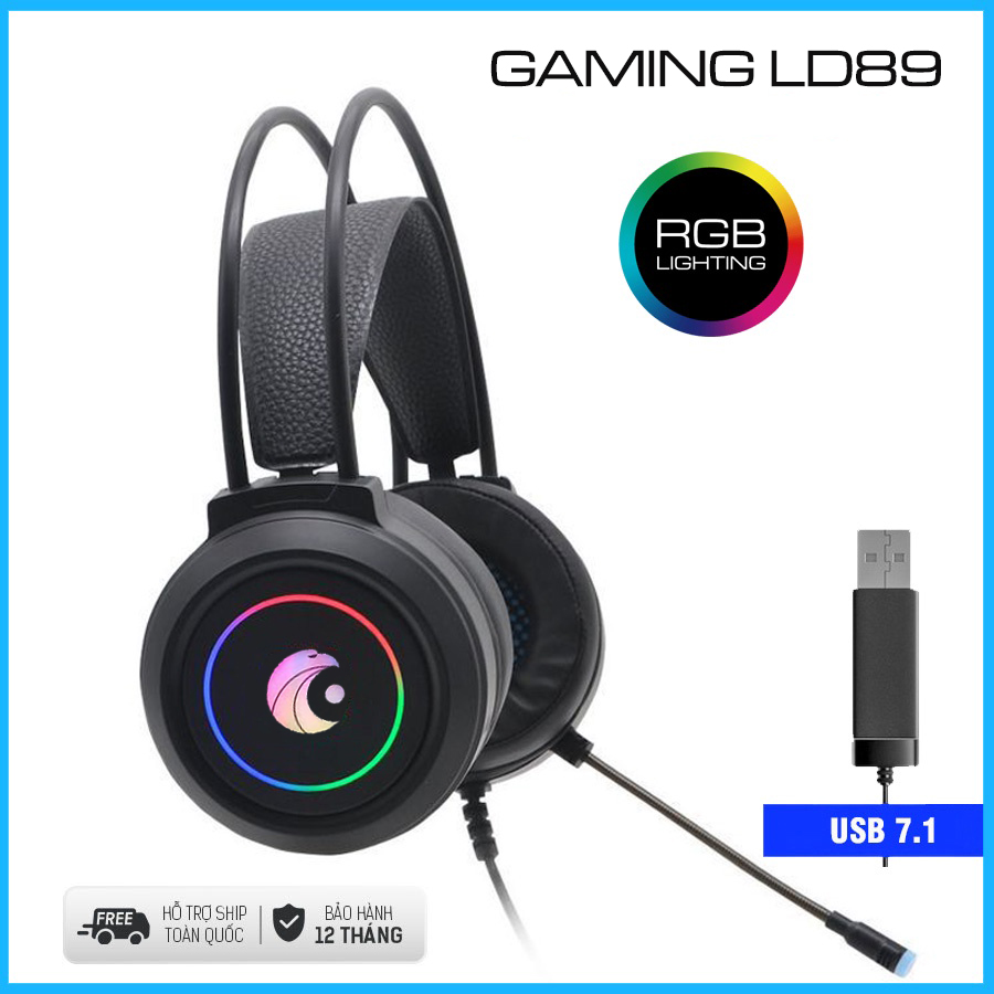 Tai nghe Gaming Chính hãng LD89, Jack USB 7.1, Có mic, âm thanh Stereo| Tai nghe A6 màu đỏ - Chuyên dụng cho máy vi tính, laptop