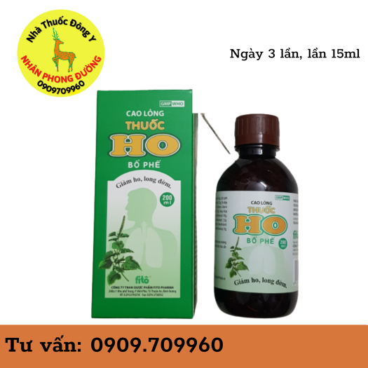 CAO LỎNG GIẢM HO BỔ PHẾ FITO - chai 200ml, hỗ trợ người bị ho gió, ho khan, ho có đờm, viêm phổi