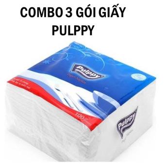 Combo 3 Gói Khăn Giấy Vuông Pulppy 100 Tờ