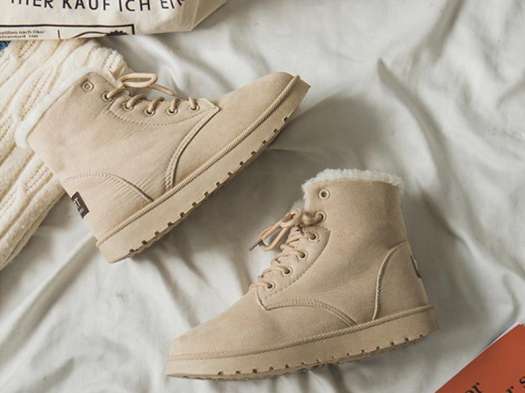 Boots nữ mùa đông, bốt lông dây buộc cực ấm đi du lịch mùa đông siêu đẹp, giày bốt nữ dáng đẹp, cute dành cho mùa đông đi chơi Sapa