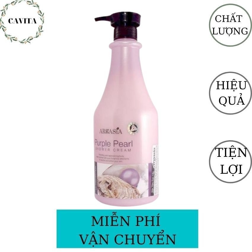 [FREESHIP] Sữa Tắm Trắng Da Argasia Ngọc Trai Malaysia CAVITA giúp bật tông da, mịn màng, trắng sáng, dưỡng ẩm - 1100ml (Màu Tím)