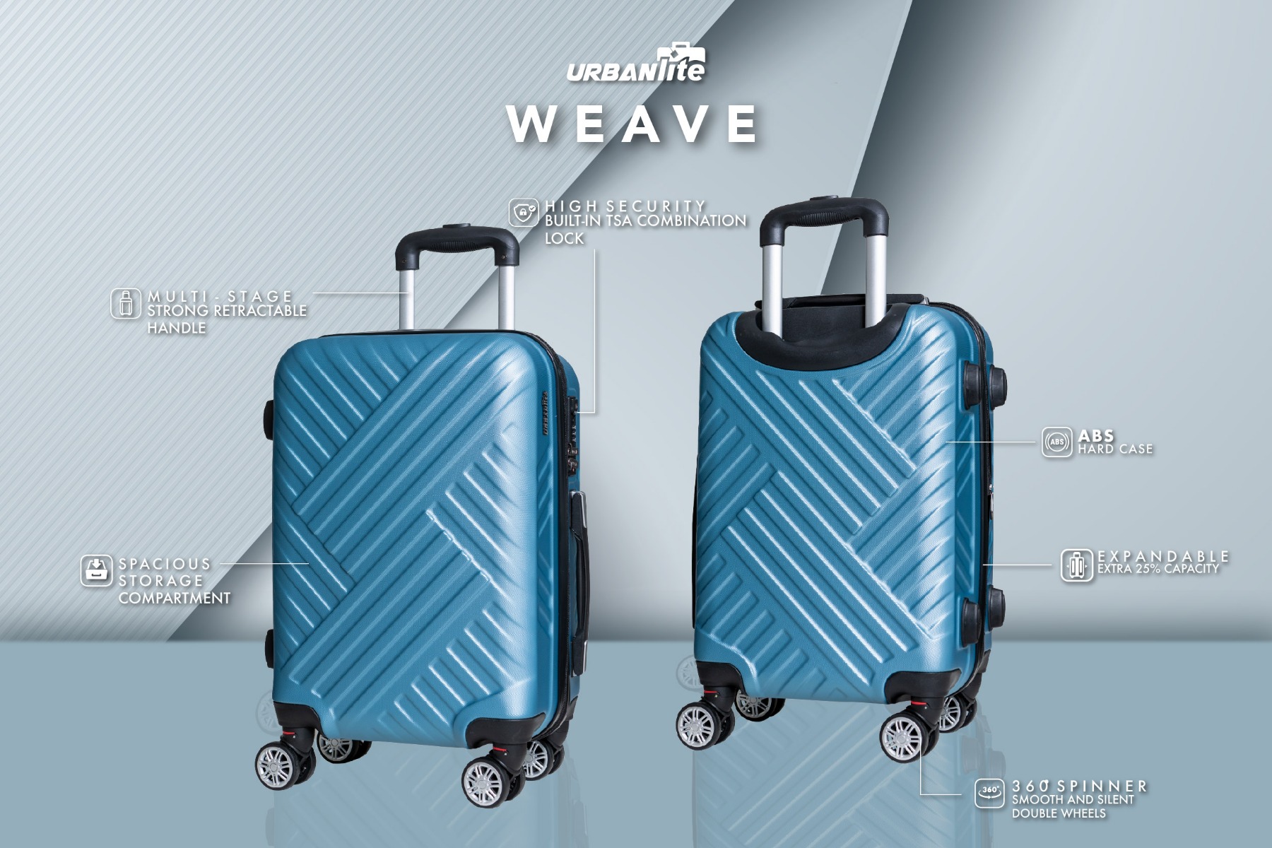 URBANlite WEAVE  2 in 1 (24"+28") 360° 8-Wheel Spinner | TSA Lock I Expandable |Hard Case Luggage-ULH 22911