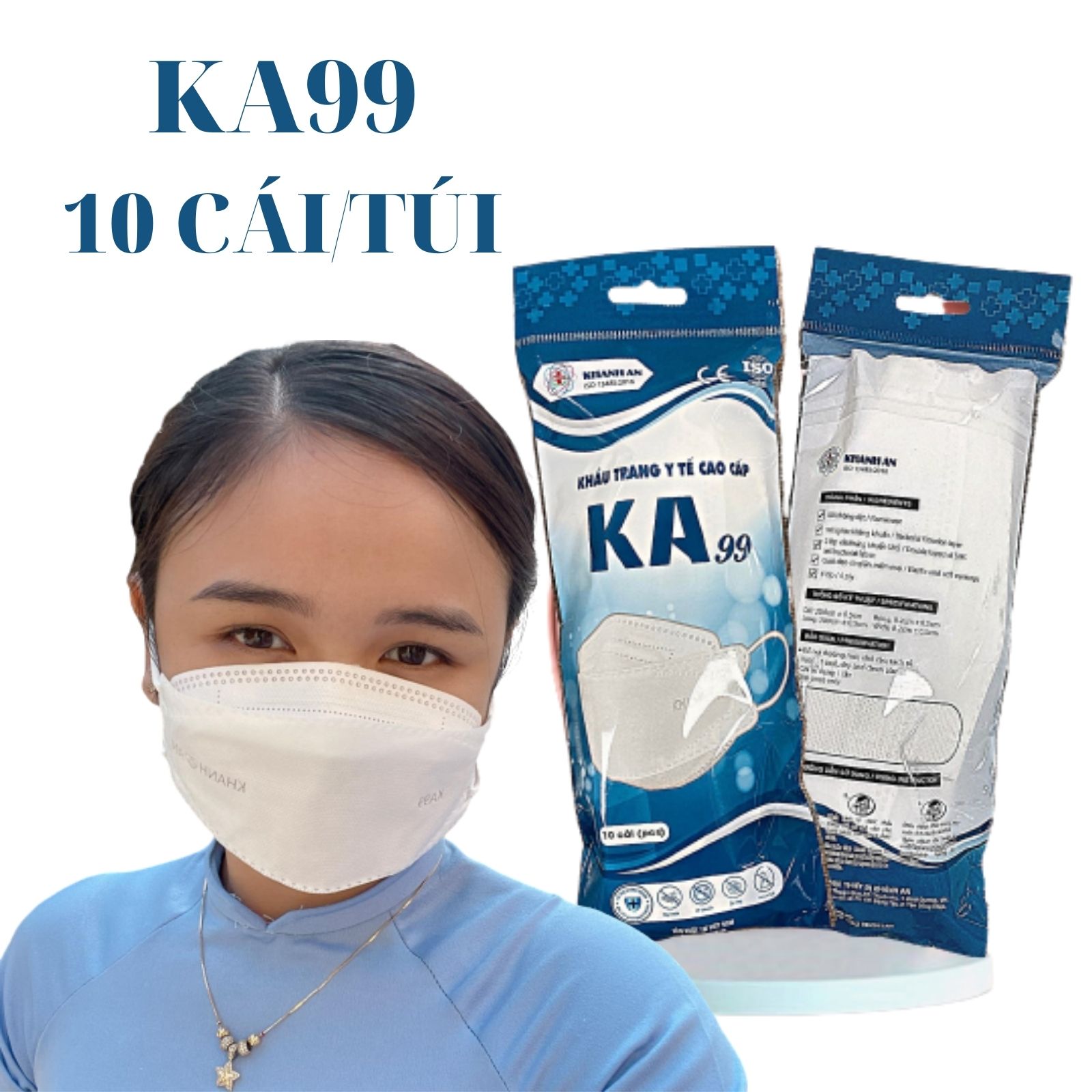 Khẩu trang y tế 4D Khánh An KA99 ngăn vi khuẩn virus 99% công nghệ Hàn Quốc KF94 túi 10 cái tiện lợi tiết kiệm